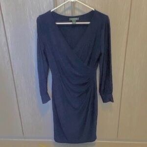 Lauren Ralph Lauren Blue Dress Split Dolman Sleeves Size 8